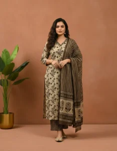 Diva's Brown Cotton Kurta Set